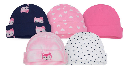 Set De 5 Gorros Para Bebé Niña De 0-6 Meses Gerber