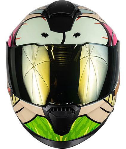 Casco Para Moto Abatible Rick Y Morty Verde Fluorescente Kov Verde Rick Y Morty Xl