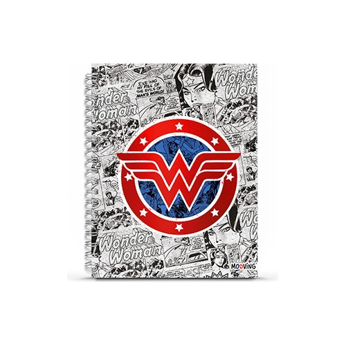 Cuaderno Wonder Woman 16 X 21 T/ Dura 80 Hjs Espiral Mooving
