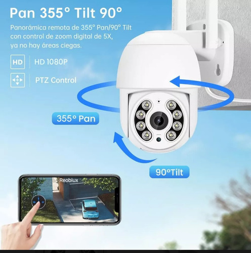 Cámara Seguridad Ip66 Wifi Domo 360 Exterior Full Hd Flash Blanco