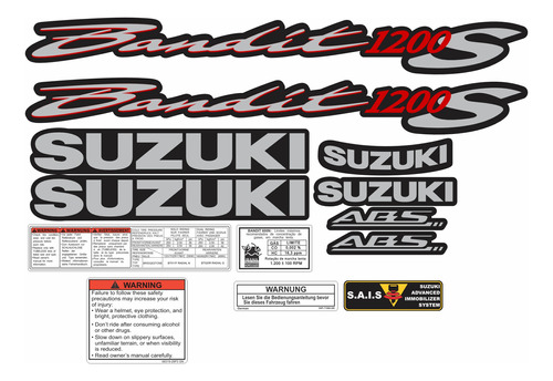 Jogo Adesivo Suzuki Bandit 1200s 2005 Preta Szb1200s01 Fgc