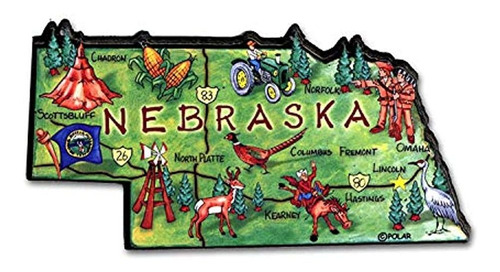 Imán Para Nevera Nebraska El Estado Cornhusker Artwood Jumbo