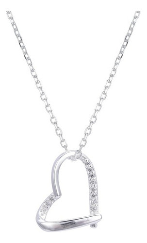 Cadena Dije Zircon Corazón  Cubic Plata 925 Mujer  