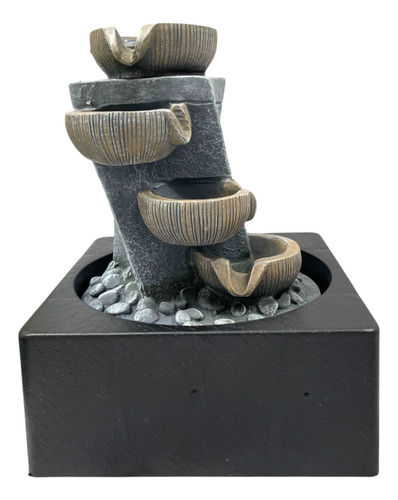 Fuente De Agua Mediana Cascada Gris + Luz Piedras Deco Zen