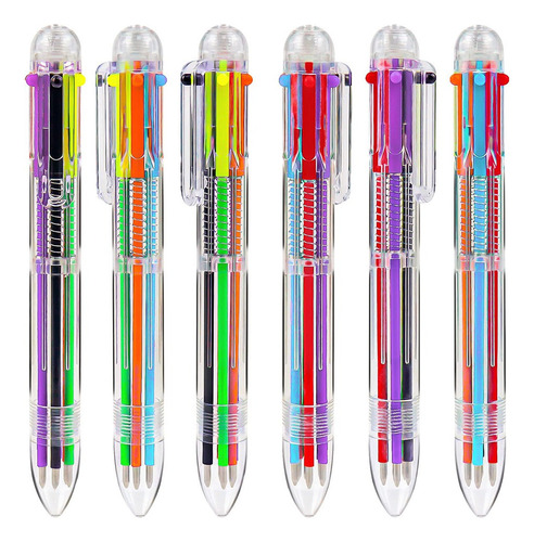 Paquete De 24 Bolígrafos Multicolores 6 En 1 De 0,5 Mm, Retr