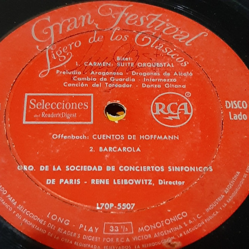 Sin Tapa Disco Leibowitz Orq Paris Bizet Ravel Gounod Cl0