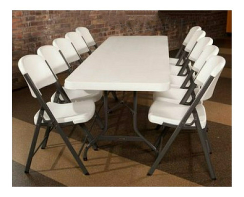 Imagen 2 de 4 de Juego De Mesa Con 6 Sillas Polipropileno Blanco/exterior