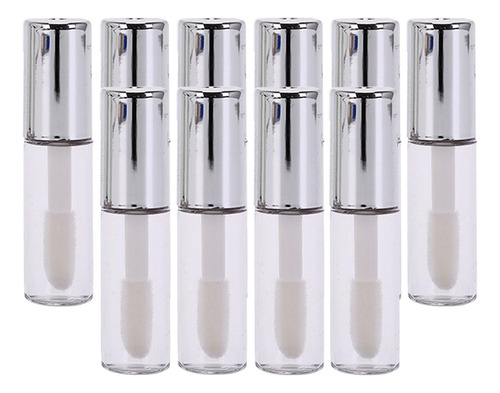 10 Unidades De Frascos De Brilho Labial Recarregáveis Prata