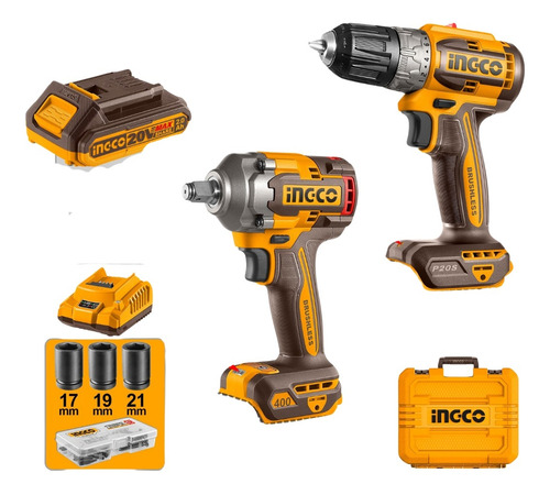 Combo De Taladro Bl + Llave De Impacto Bl 2 Uckli20271 Ingco
