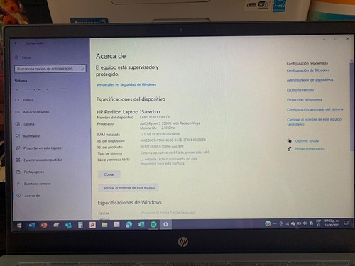 Lap Top Hp Pavilion - 15-cw1004la Procesador Amd Ryzen 5 (Usado)