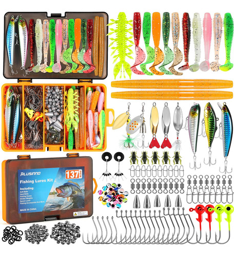 Kit Pesca 137 Piezas Señuelos, Anzuelos, Plomadas, Aparejos