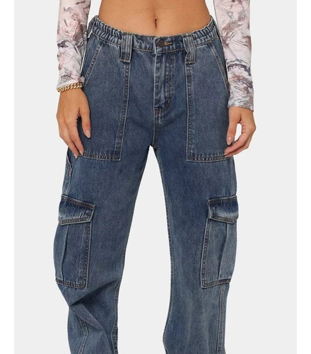 Jeans Sueltos De Mujer Con Múltiples Bolsillos