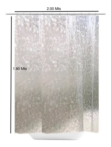 Imagen 2 de 6 de Cortina De Baño Pvc De 2 Metros De Ancho Cabezal Reforzado