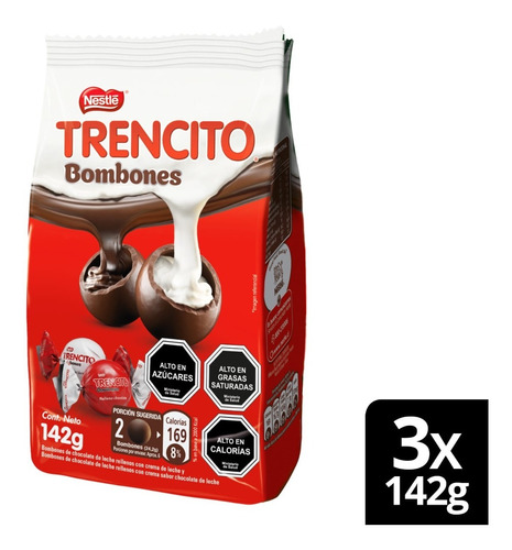 Bombones De Chocolate Trencito® Rellenos 142g X3 Unidades