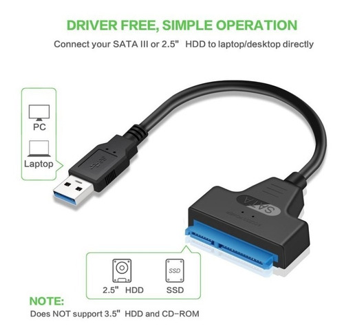 Cable Convertidor Usb 3.0- A- Sata Disco 2.5 Ssd-hd 50cm