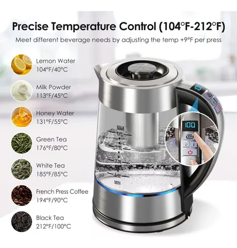Hervidor Eléctrico De Vidrio Chefess Me-1518 1.8 L Con 12 Te