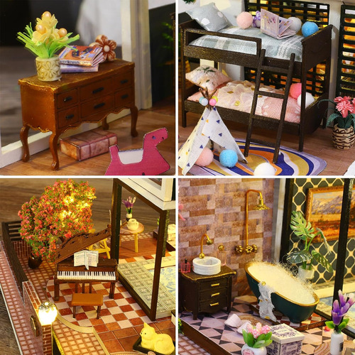 Kit De Muebles De Madera En Miniatura Spilay Dollhouse Diy,
