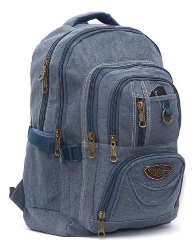 Kvn School Canvas Mochila para viagem unissexo lona resistente cor azul