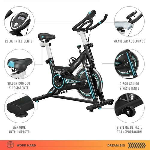Imagen 5 de 6 de Bicicleta Para Hacer Ejercicio Spinning Fija Estática 6kg Ms