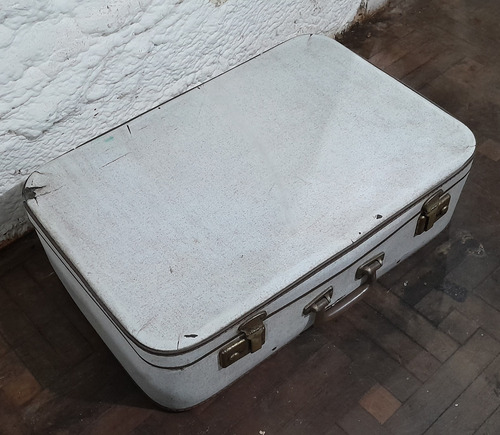 Antiguo Vintage Valija Viaje Sintetico Gris 65x43x18cm (Usado)