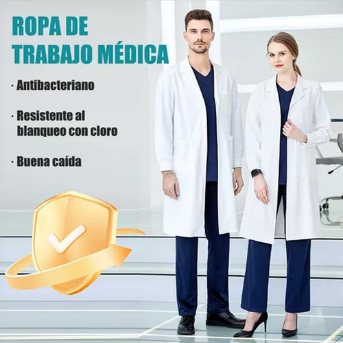 Bata Laboratorio Blanca Uniforme Médico Unisex