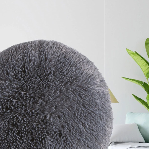 Cojín Estandar Decorativo Forma Esfera Shaggy Concord Color Gris