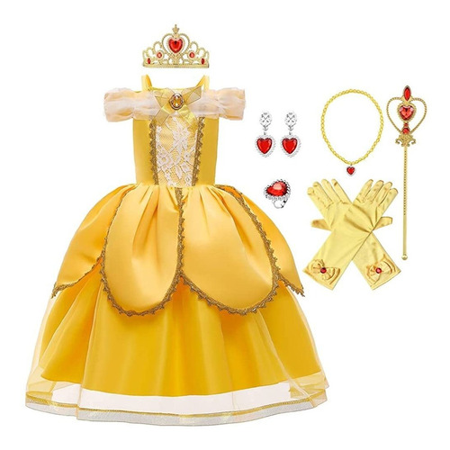 Girls Belle Princess Dress Beauty Y The Beast Disfraz H...