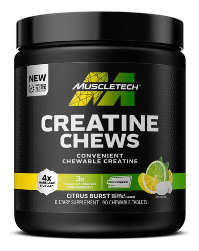 Creatina Chews Creapure 90 Tablets - Muscletech Sabor Citrus