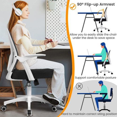 Yaheetech Silla Ergonómica De Oficina De Malla Con Reposab.