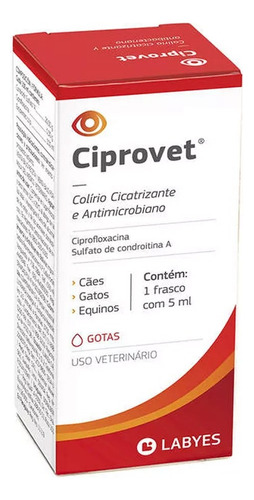 Colirio Ciprovet Labyes 5ml  Antibacteriano P/ Cachorro Gato