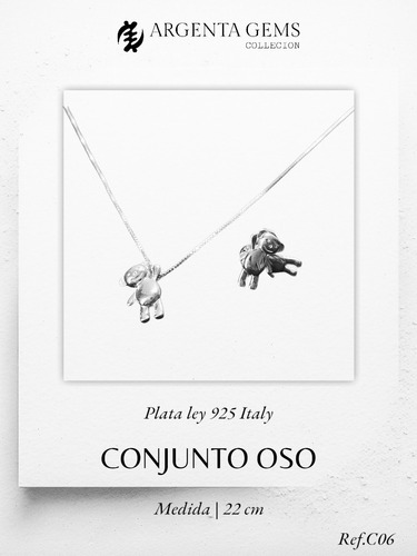 Conjunto Osos - Plata Ley 925 Italy