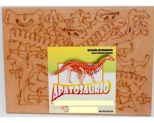 Esqueleto Dinosaurio Apatosaurio 50 Cm De Madera Armar 3d