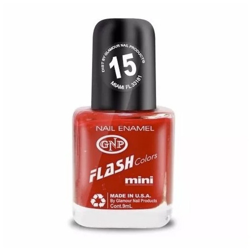 Esmalte Flash Colors De Gnp 9ml Nro.15 Rojo Intenso Con Bril