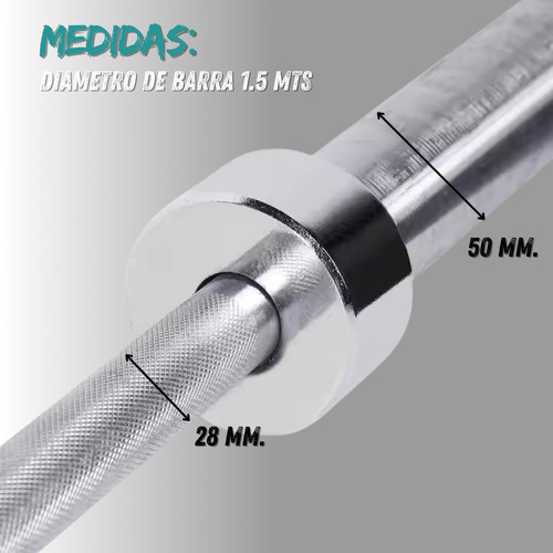 Barra Olimpica Dual Importada 1.50 Mts Profesional Crossfit Cromada