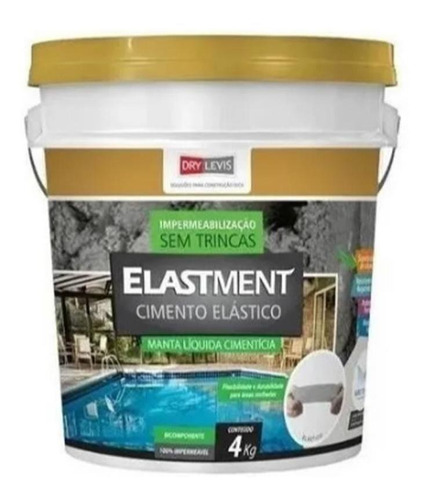 Manta Líquida Elastment Cimento Elástico Cinza 4kg Drylevis