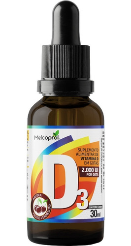 Vitamina D3 Super Concentrada 16x 30ml (5 Gotas = 10.000ui) Sabor Frutas Vermelhas