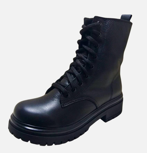 Bota Borcego Cuero Vacuno Mujer Clasico Cordones Bajo 037
