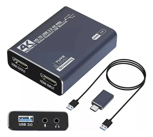 Placa De Captura Gllai Y01 Externa Hdmi Para Usb 30 1080p A 60fps Com Entrada De Microfone
