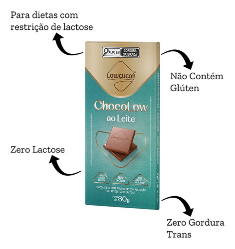 Chocolate Chocolow Ao Leite Zero Lactose 30g Kit Com 10