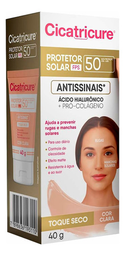 Cicatricure Protetor Solar Antissinais Cor Clara Fps50 - 40g