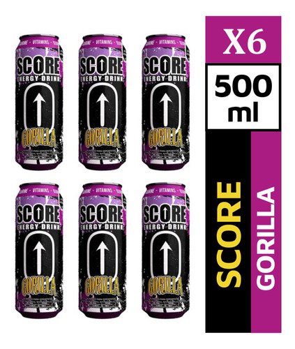 Bebida Energetica Score Gorilla 500ml Pack De 6 Uidades
