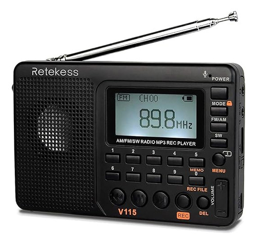 Radio  Retekess V115 digital portátil color negro