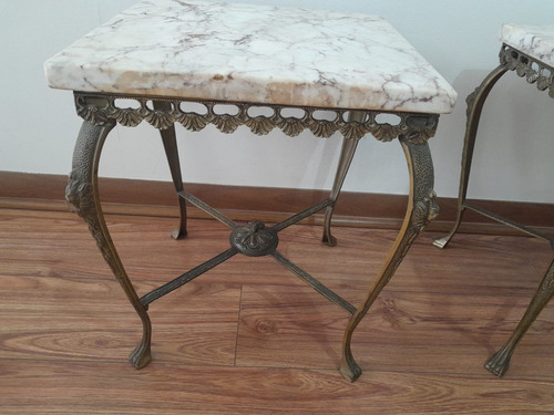 Mesa De Bronce Con Mármol Antigua (Usado)