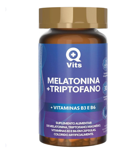 Melatonina + Triptofano: Dose Ideal Para Boa Noite C/60 Cáps Sabor Sem Sabor