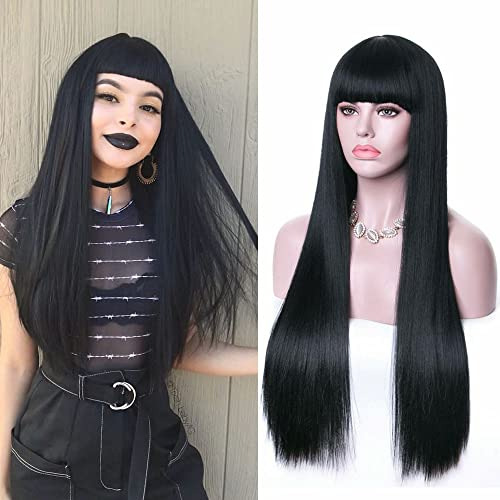 Rosa Star Long Straight Hair Wigs With Flat Bangs Cnc2k