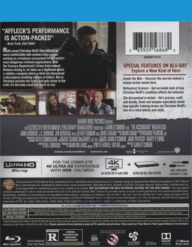 Imagen 2 de 3 de 4k Ultra Hd + Blu-ray The Accountant / El Contador