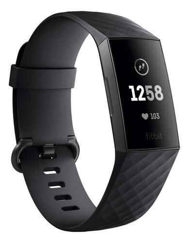 Fitbit Charge 3 Fitness Activity Tracker, Black/graphite, On