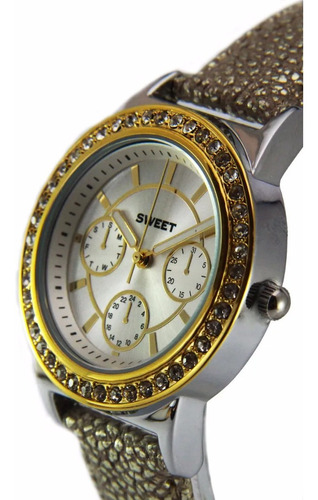 Reloj Sweet 7249 Cristales Swarovski Dorado Mujer Garantía