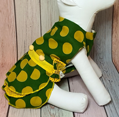 Roupa Pet - Vestido Copa Brasil Tam 6 - Roupinha Cachorro