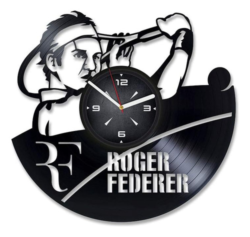 Reloj De Pared Con Disco De Vinilo De Tenis Roger Federer. D